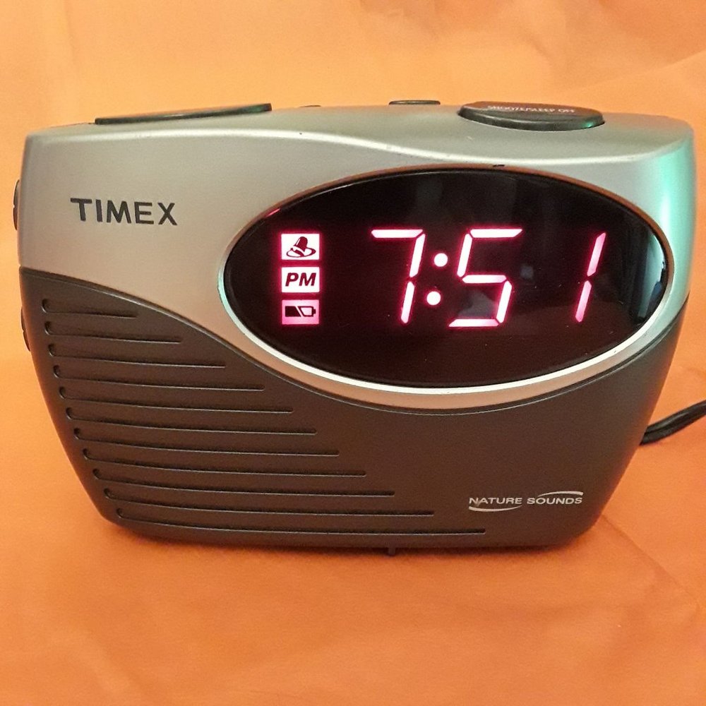 TIMEX "SOUNDS" ALARM CLOCK - RED LED DISPLAY MODEL T-130S - SOUNDS DO NOT WORK